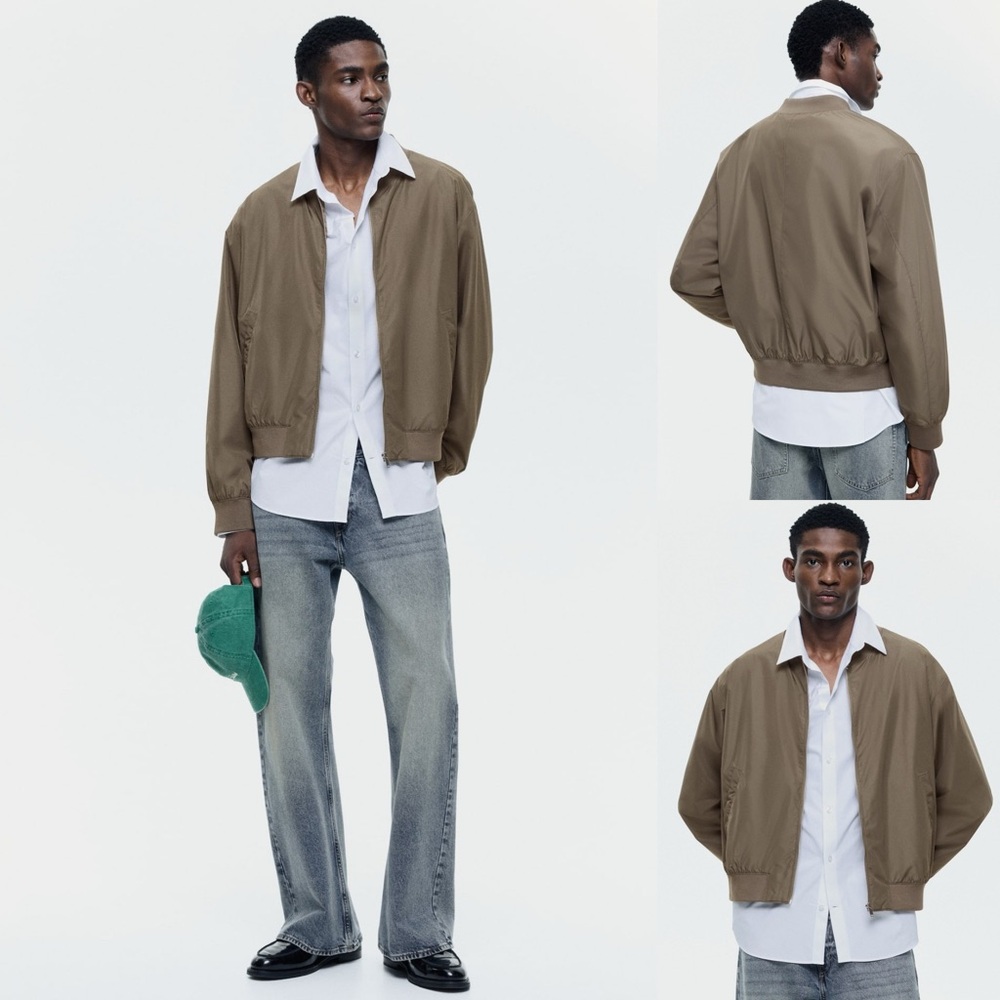 H&M Men's Lightweight Bomber Jacket Coat Top Size Small Olive Green Brand New